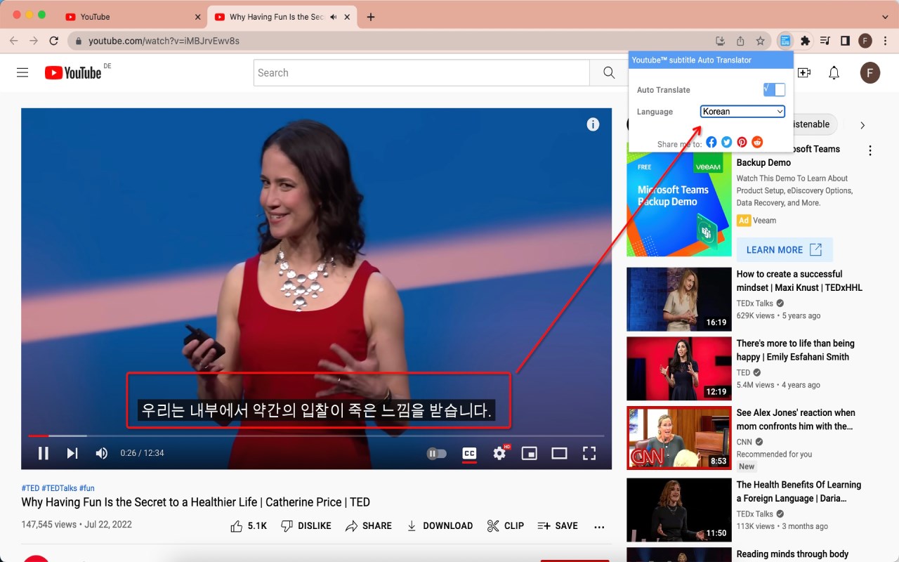 Youtube™ subtitle Auto Translator