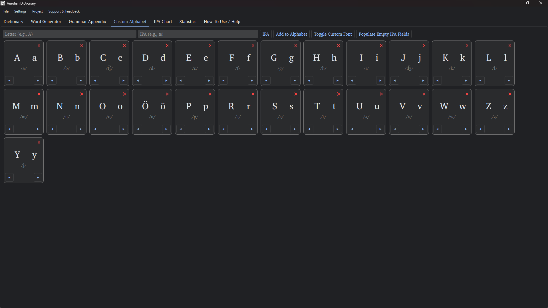 Conlang Dictionary screenshot