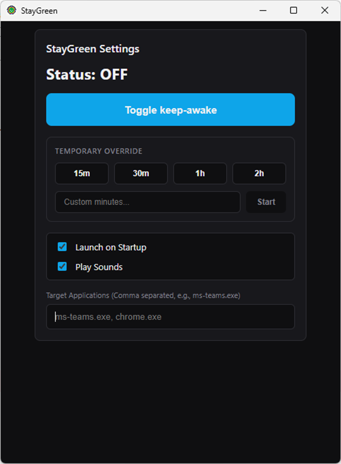 StayGreen: Keep Screen Awake (Windows) Ved: Automata Labs