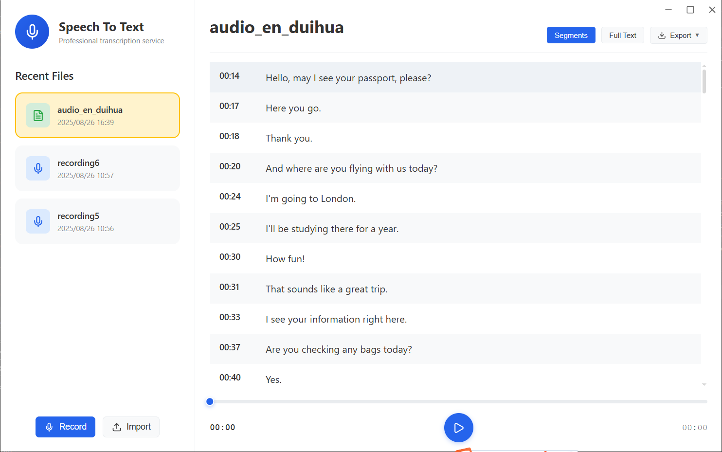 Transcribe, Speech to Text screenshot