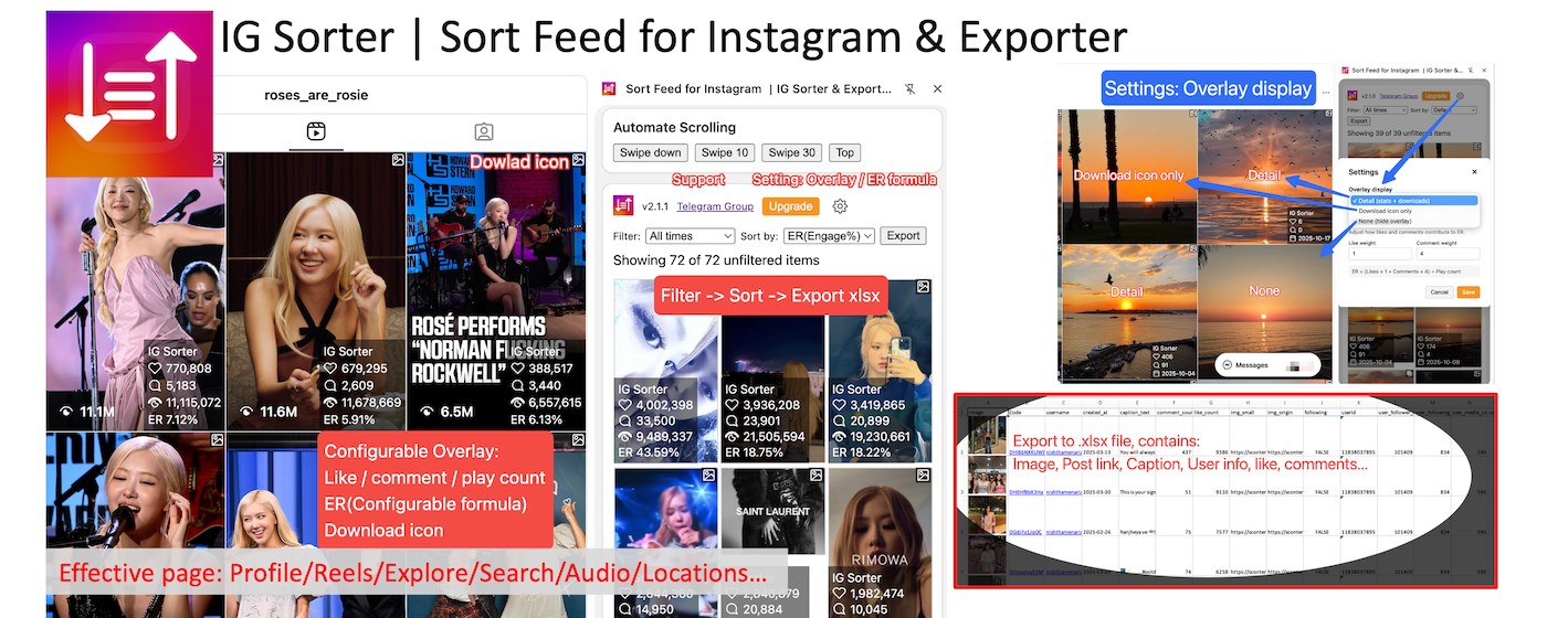 IG Sorter - Sort Feed - works on Instagram™