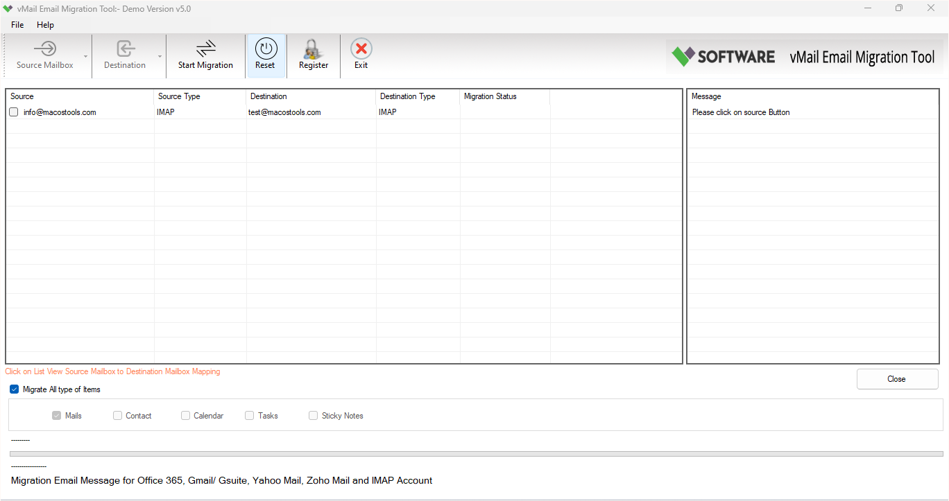 Email Migration Tool For (IMAP, Office365) to (Office 365, IMAP) Email Account Screenshot