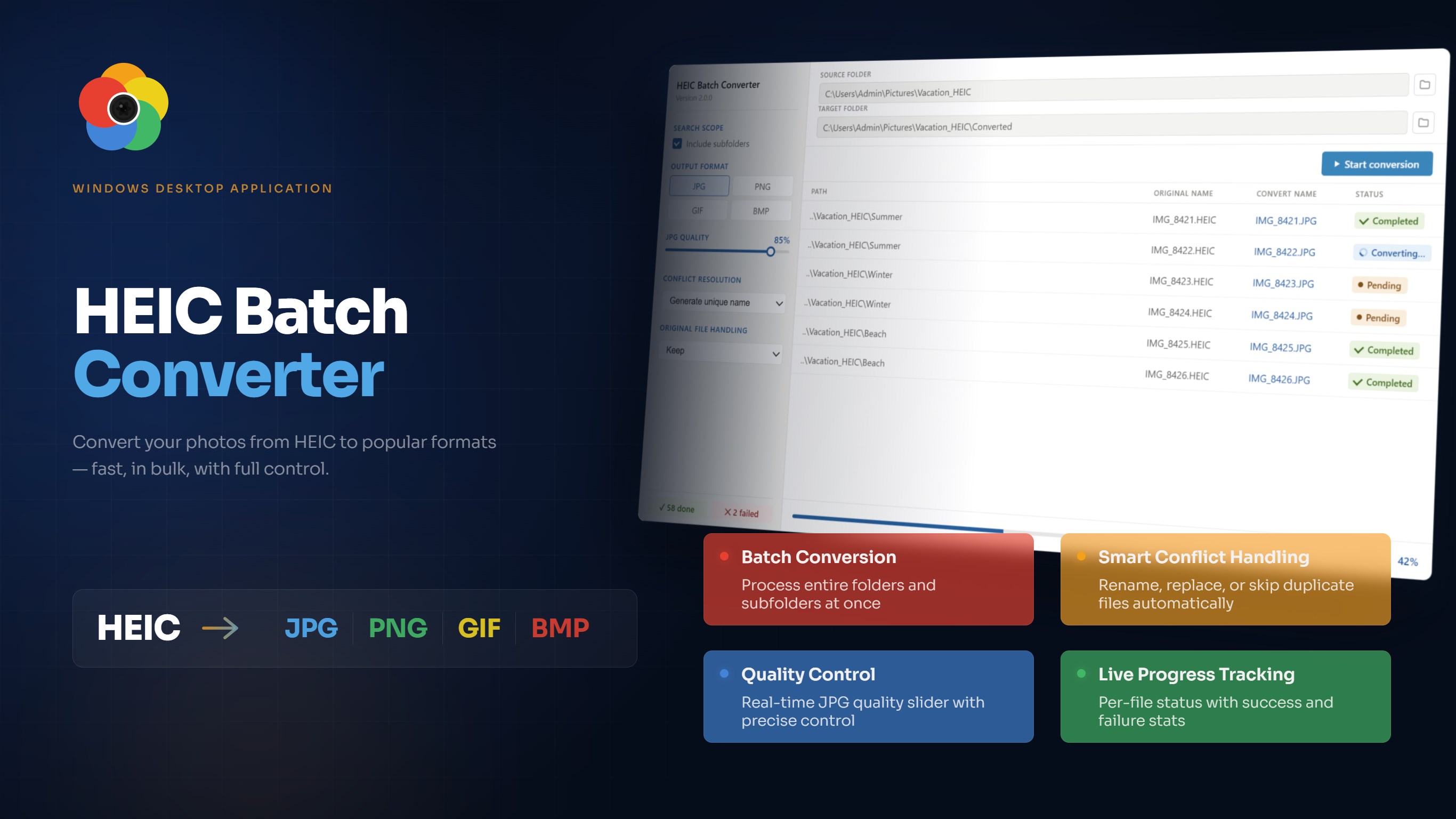 HEIC to JPG batch converter screenshot