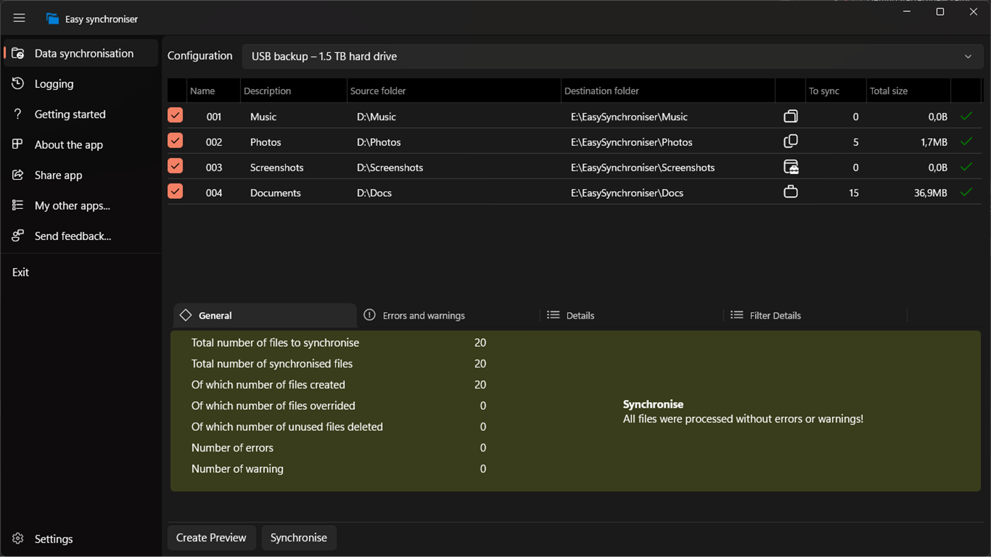 #2. Easy Synchroniser (Windows) 게시자: Piotr Brandt
