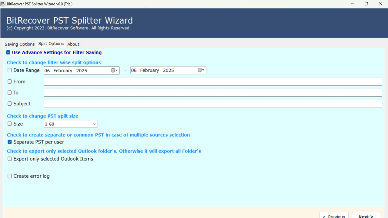 Snapshot 5 of BitRecover for PST Splitter
