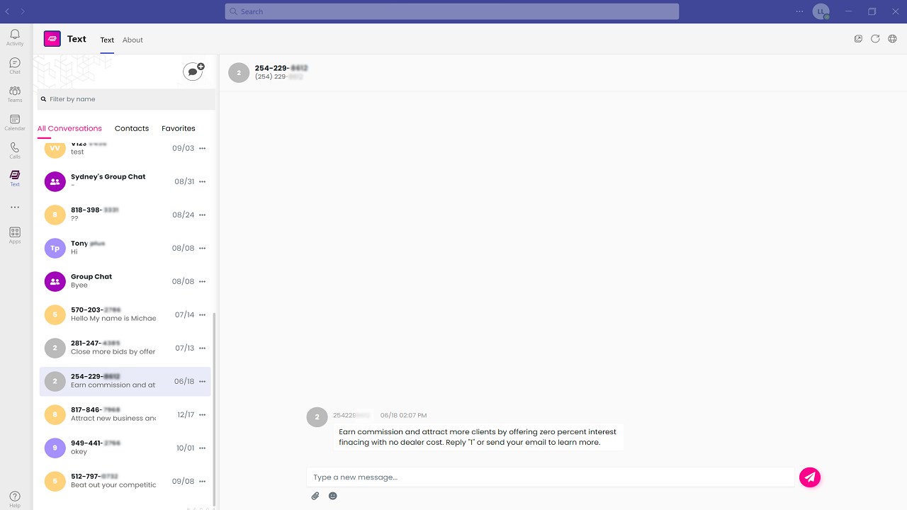 Snapshot 3 of Synoptek Teams Text Application: 2-Wk Implementation