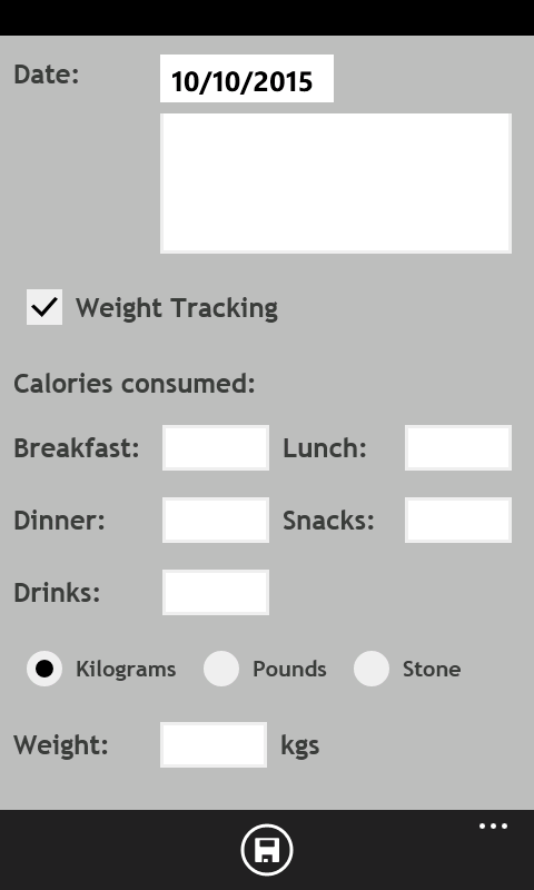 Diary Detail - Weight Info