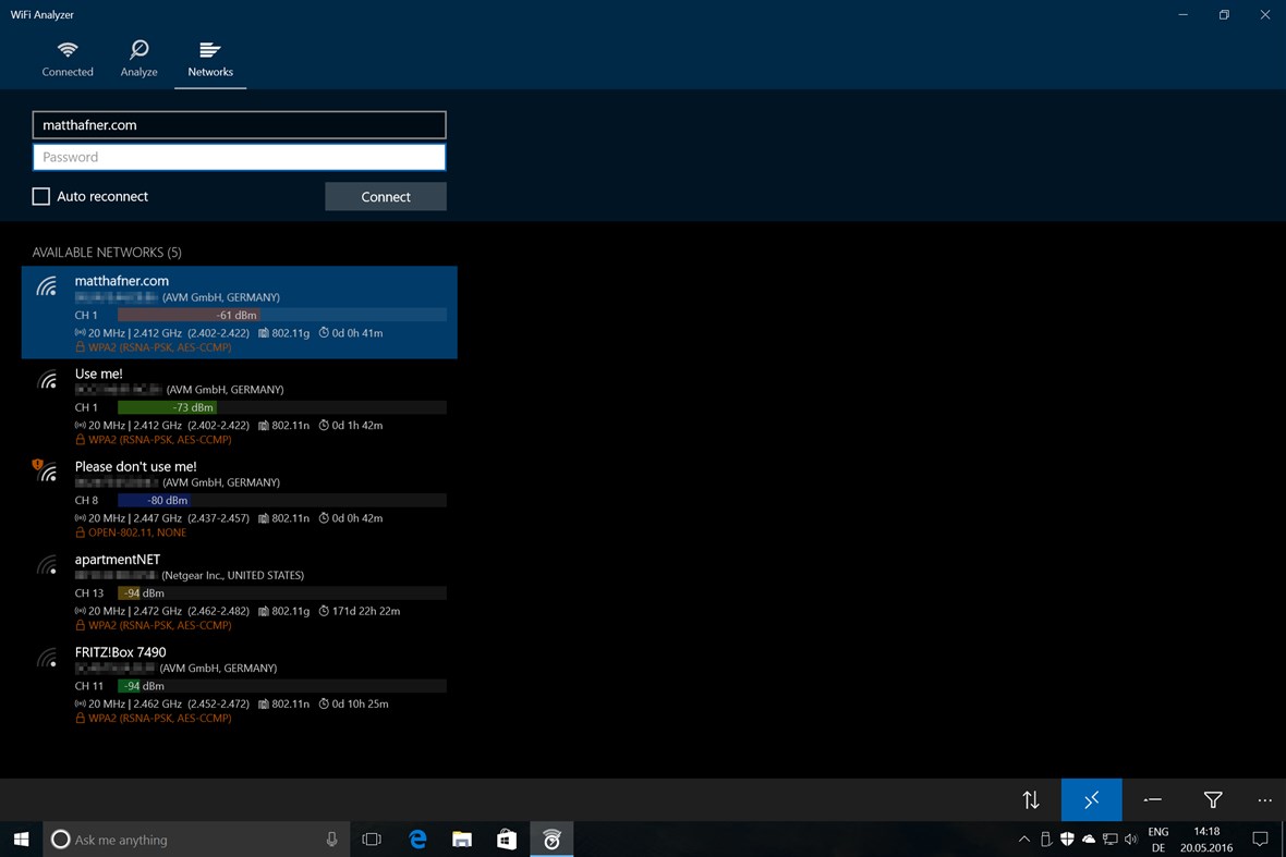 #5. WiFi Analyzer (Windows) Oleh: Matt Hafner