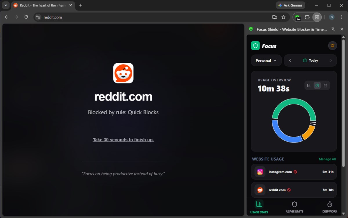 Focus Shield - Website Blocker & Time Tracker Extension