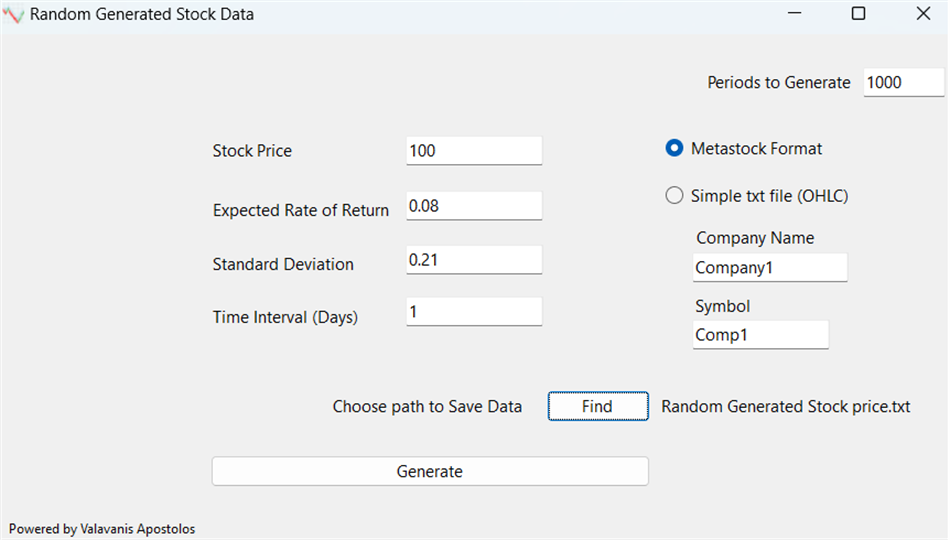 Random Stock Data Generator (Windows) 由: Vlv