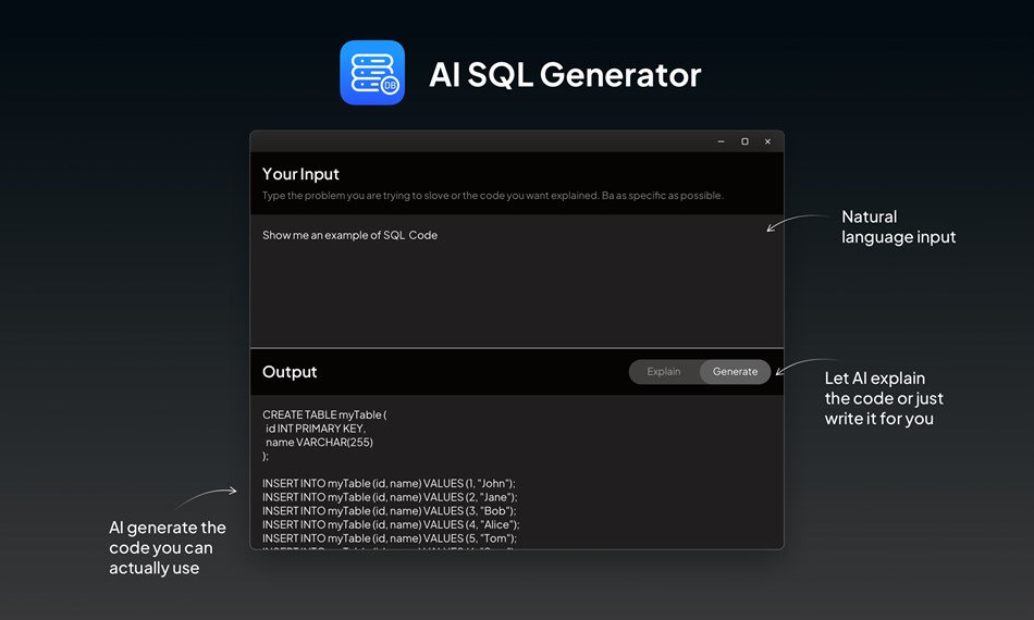 SQL Queries AI (Windows) 由: AI Code Tools
