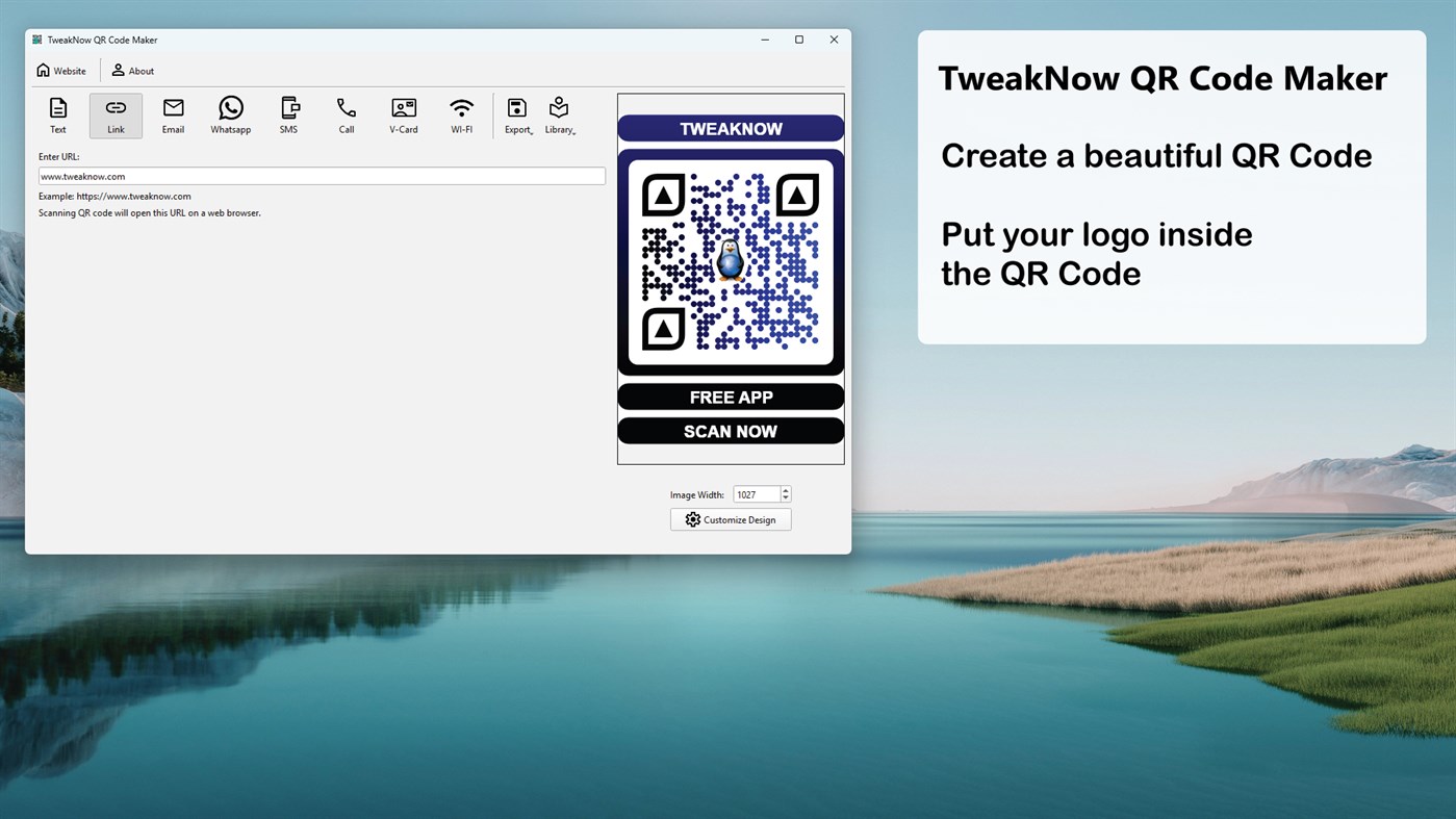 #1. TweakNow QR Code Maker (Windows) Ved: TweakNow Software