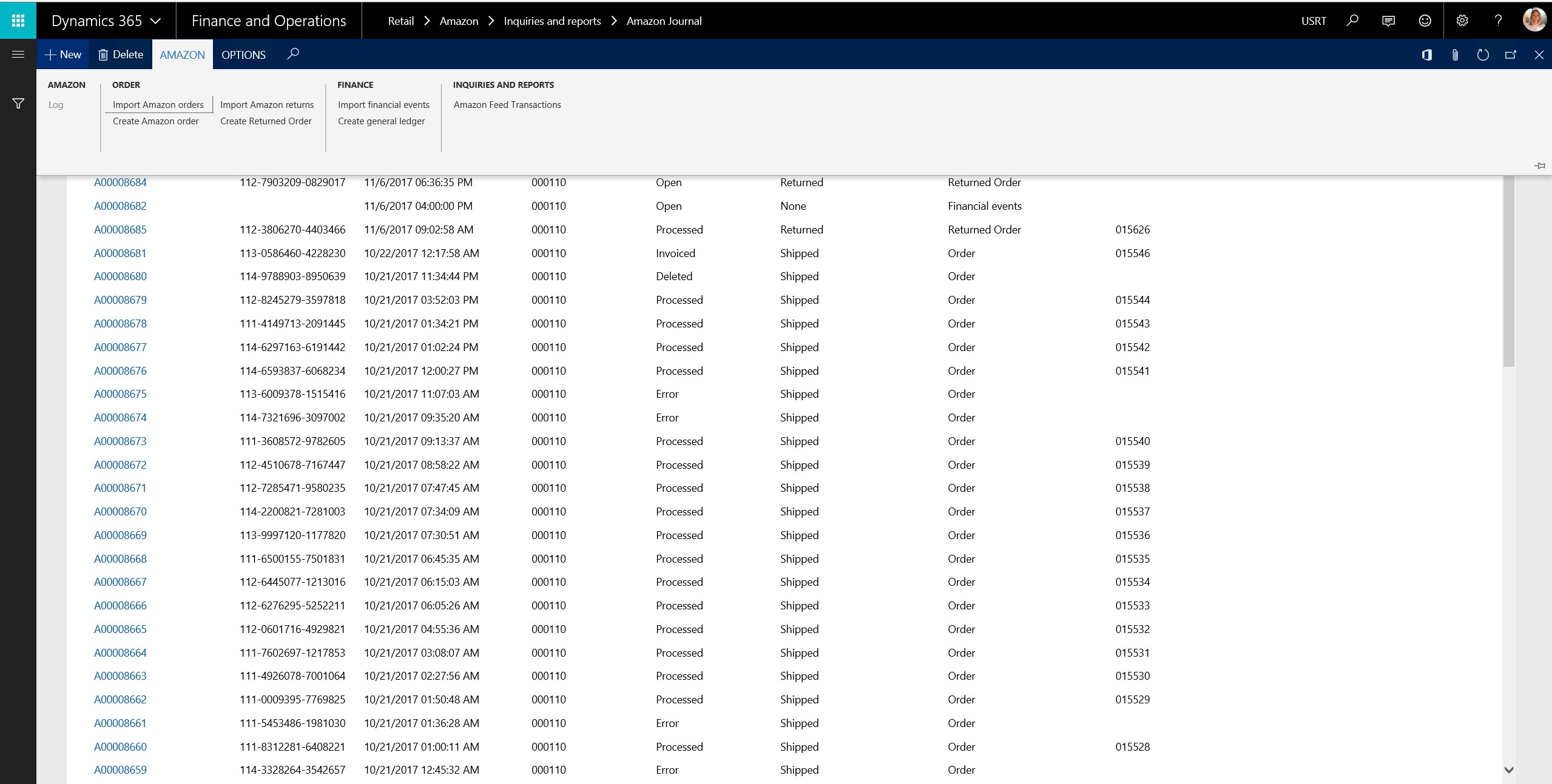 Snapshot 2 of ESYON Amazon Marketplace Connector for D365 FSCM