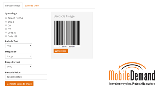 MobileDemand Barcode Generator screenshot 1