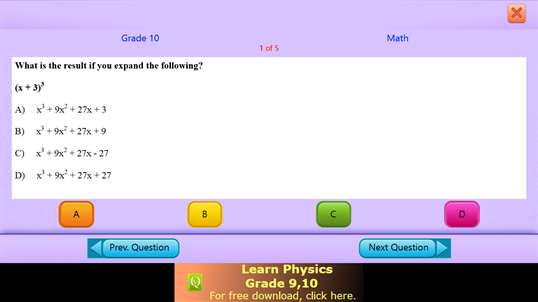 QVprep Lite Math English Grade 10 screenshot 4
