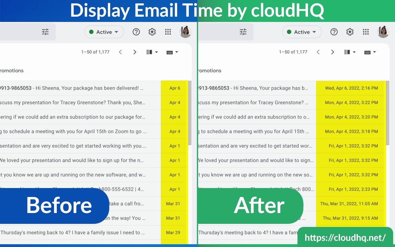 Display Email Time by cloudHQ