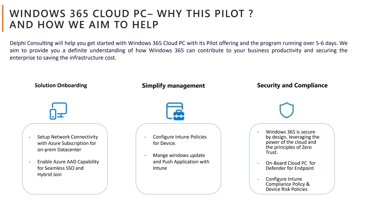 Snapshot 1 of Windows 365 Pilot: 5 Days Proof of Concept