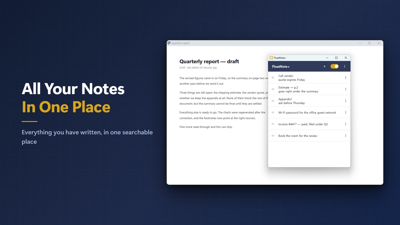 #4. FloatNote+ by CodeDAC (Windows) Podle: CodeDAC