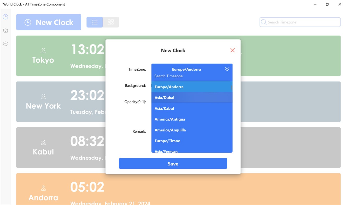 #3. World Clock - All TimeZone Component (Windows) 由: Moonlight Tidal Technology