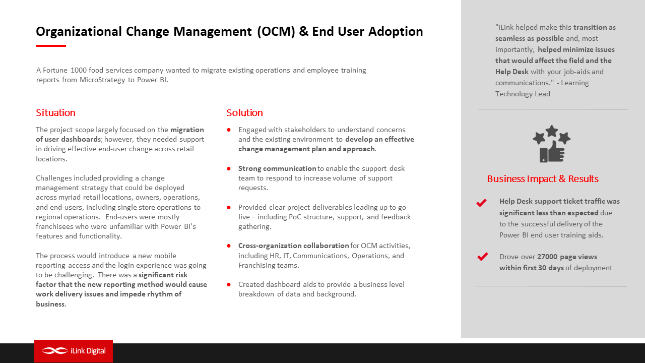Snapshot 1 of OCM Consulting for Fabric Implementation
