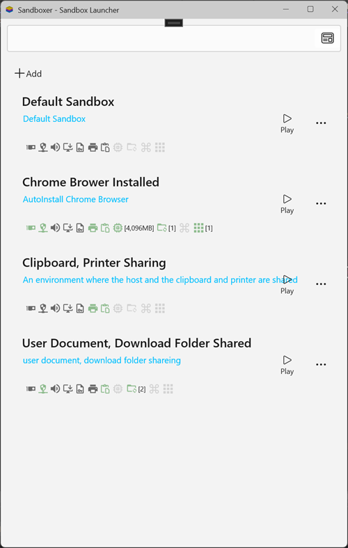 #2. Sandboxer - Sandbox Launcher (Windows) Göre: ToList