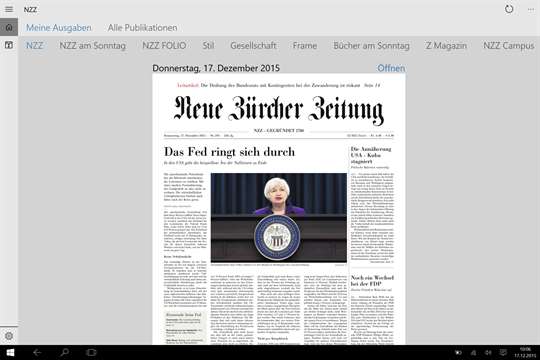 NZZ E-Paper screenshot 1