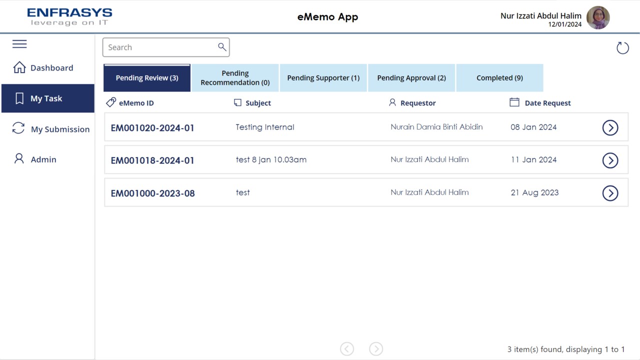 Snapshot 5 of Enfrasys eMemo