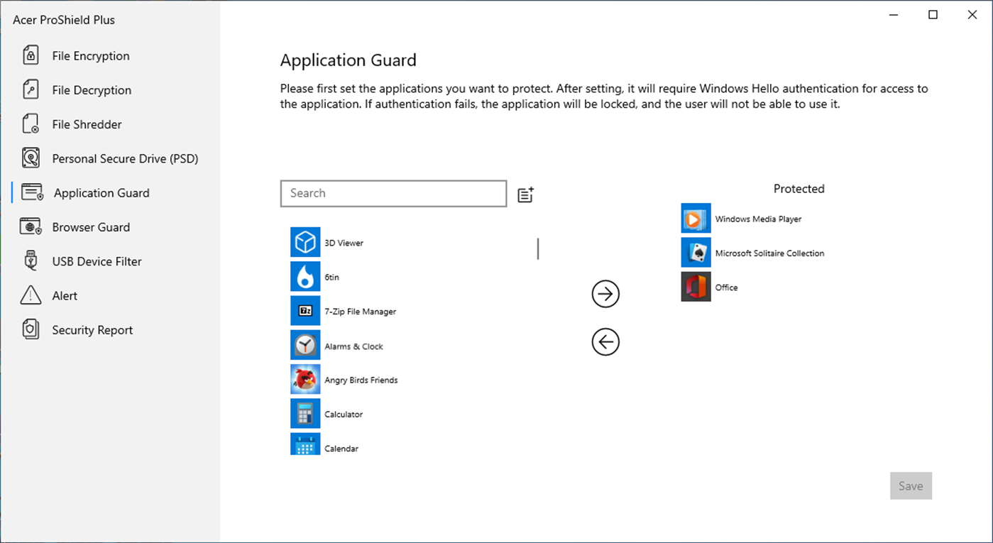 #6. Acer ProShield Plus (Windows) Ved: Insyde Software Corp.