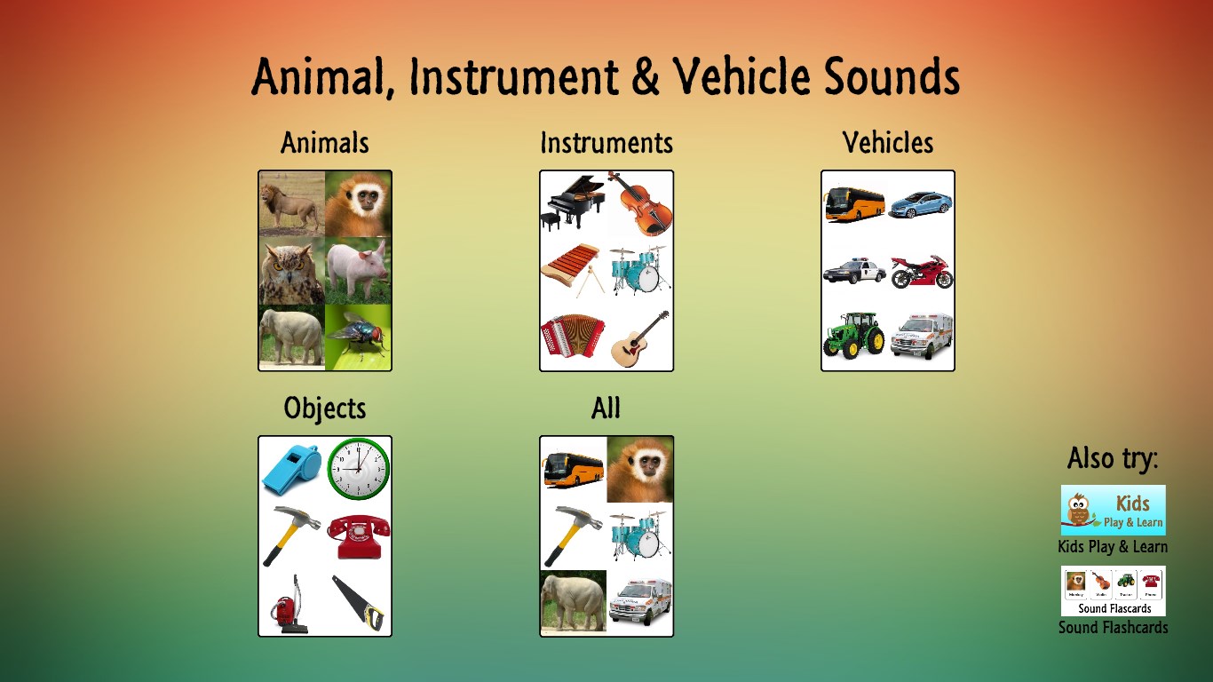 Animal, Instrument & Vehicle Sounds for Windows 10
