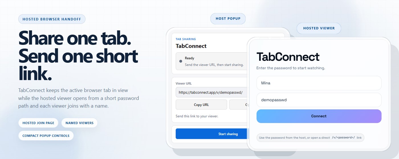 TabConnect: Browser Tab Screen Sharing