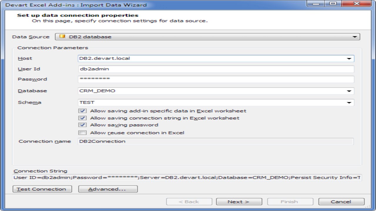 Snapshot 1 of Devart Connector for DB2 from Excel