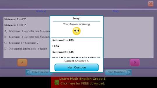 QVprep Lite Math English Grade 4 screenshot 4