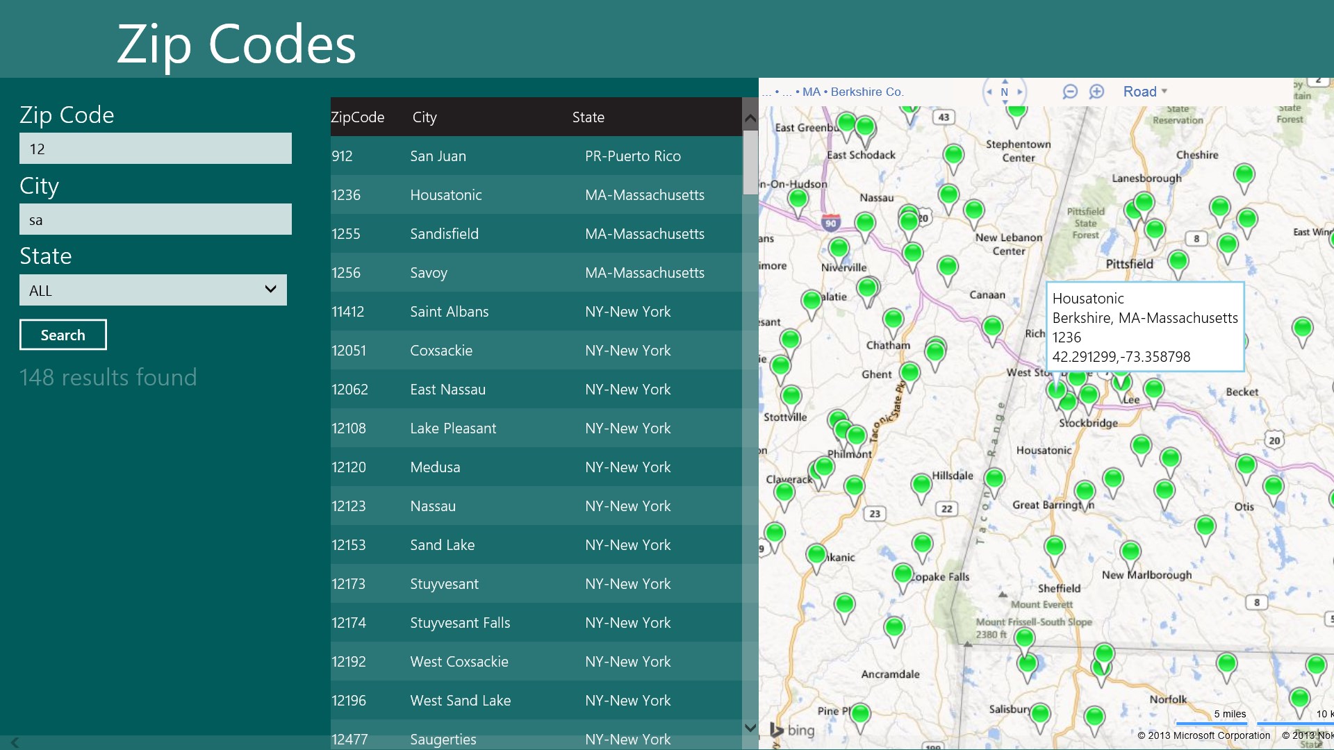 Search based on zip code or city or state.