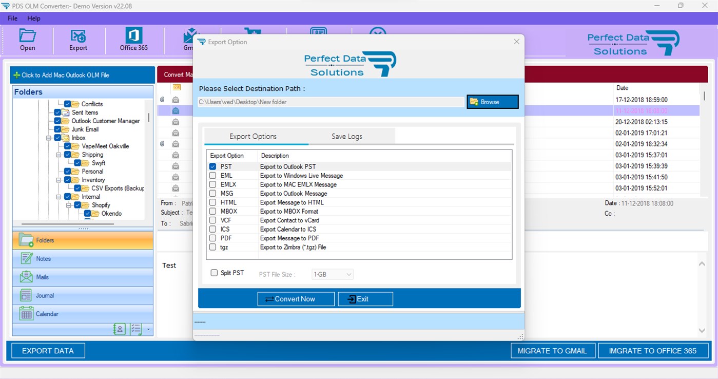 #5. OLM to PST Converter Software (Windows) Podle: PERFECT DATA SOLUTIONS