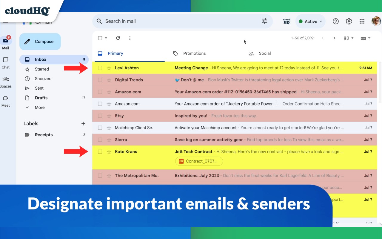 Highlight Emails in Gmail by cloudHQ