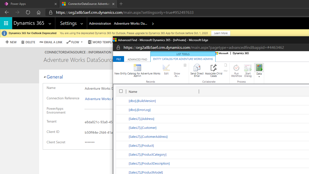 Snapshot 2 of Virtual connectors in Dataverse