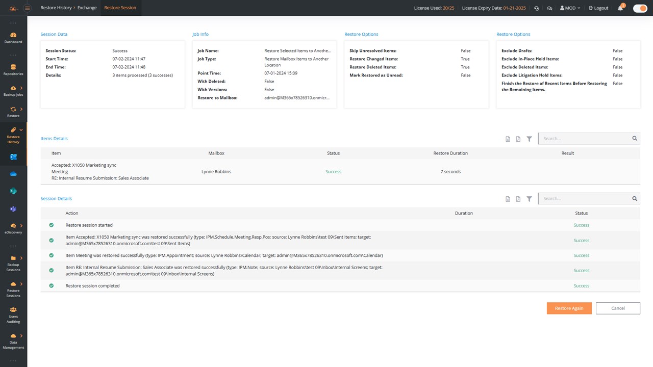 Snapshot 3 of Bactopus Backup & Recovery Solution for Microsoft 365
