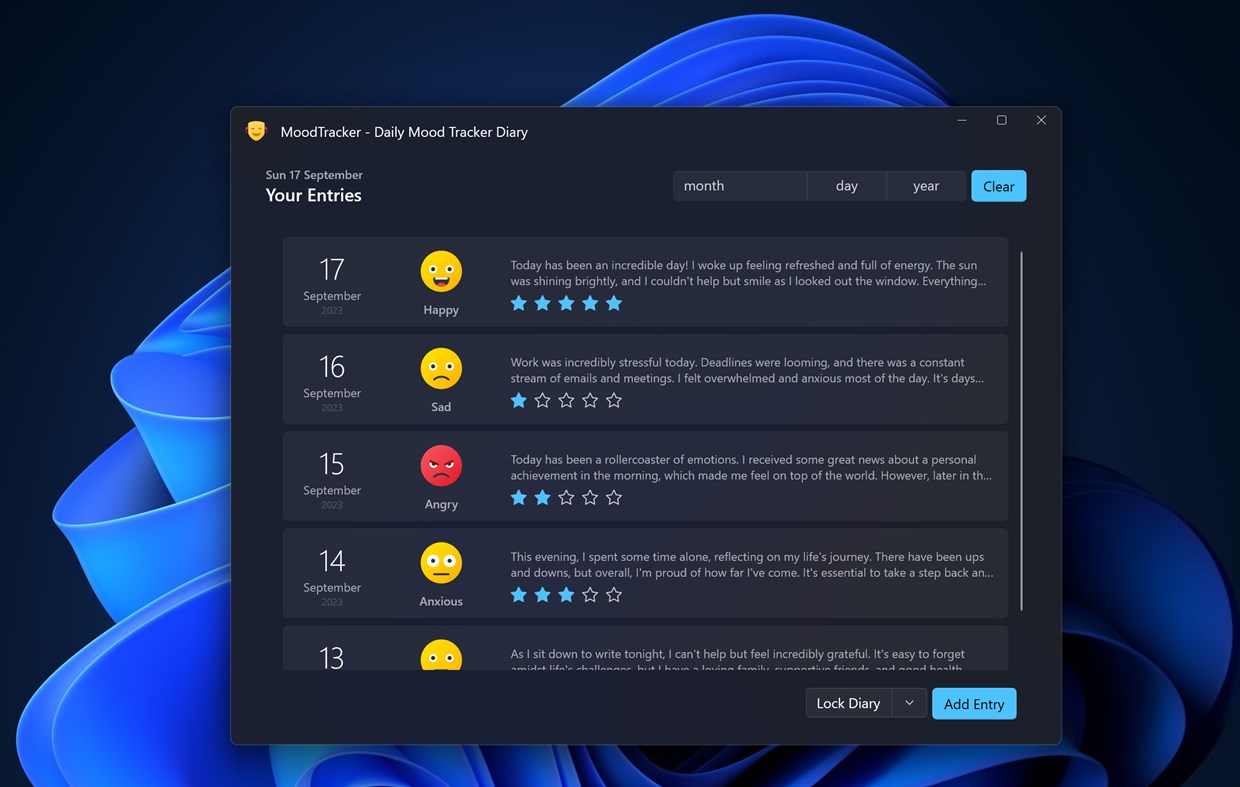 #3. Daily Mood Tracker Diary (Windows) De: EvlarSoft LLC