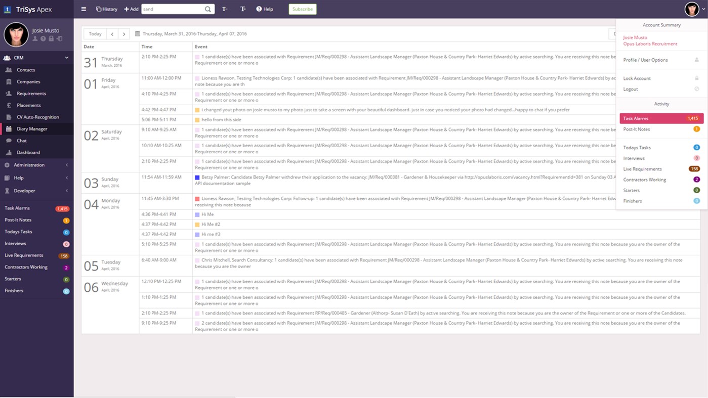 #5. TriSys Apex Recruitment CRM (Windows) 由: TriSys Business Software