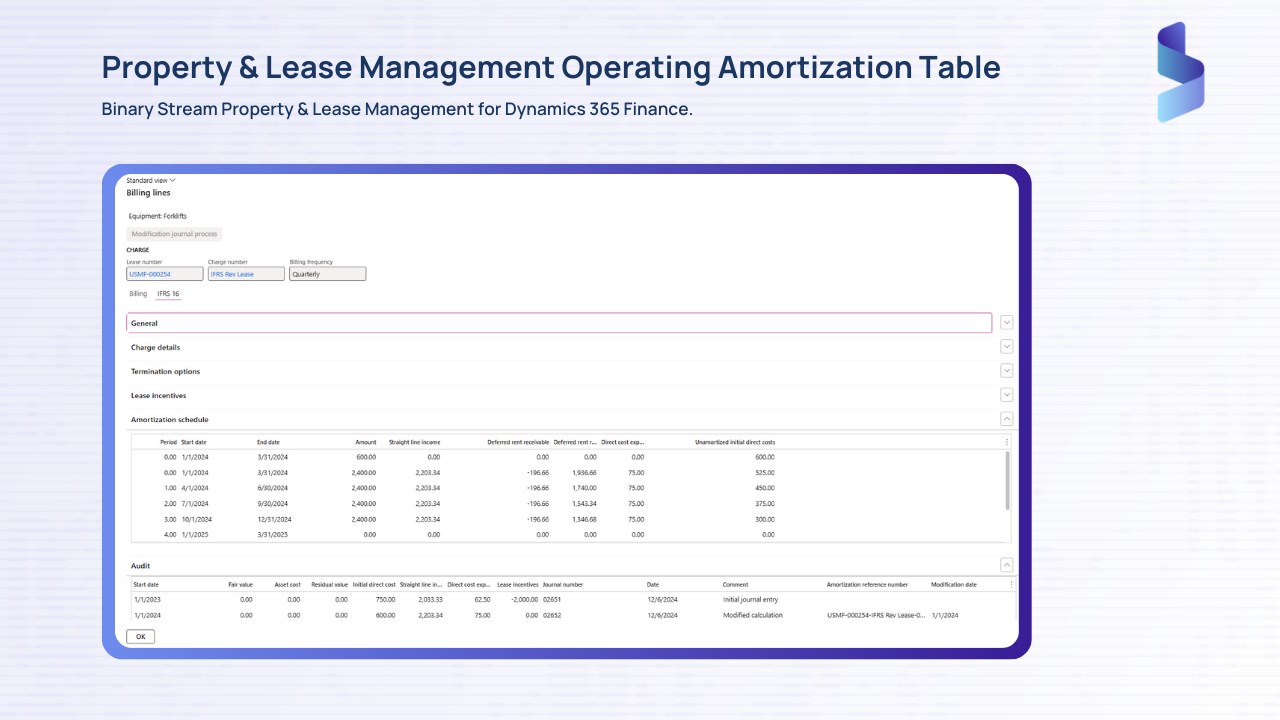 Snapshot 4 of Property & Lease Management for Dynamics 365 Finance