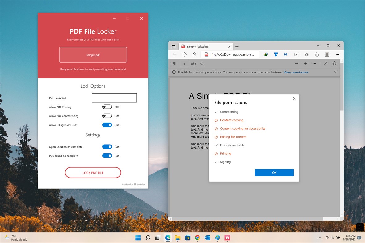 #3. PDF File Locker (Windows) Podle: EvlarSoft LLC