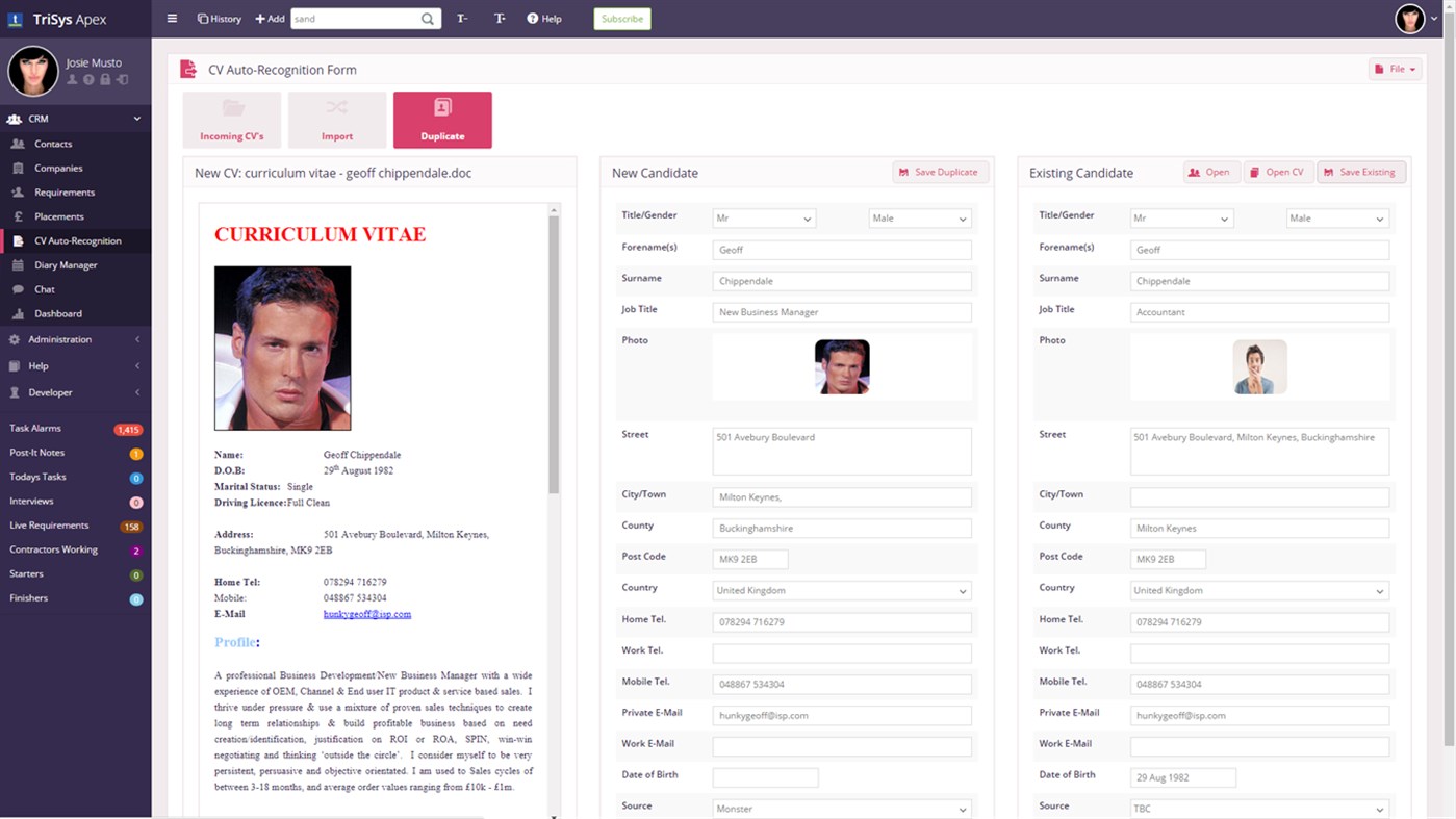 #6. TriSys Apex Recruitment CRM (Windows) 由: TriSys Business Software