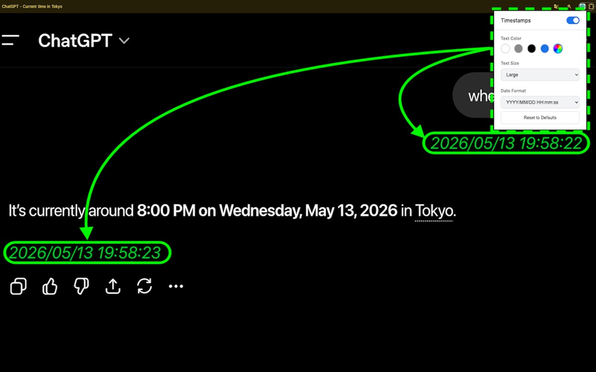 Timestamp Injector for ChatGPT