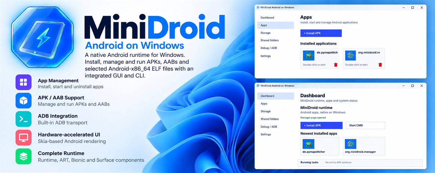 #1. MiniDroid (Windows) di: Tarek Wasfy