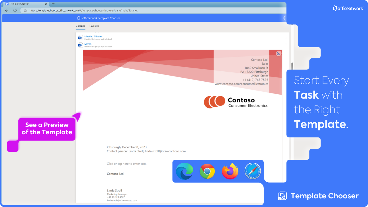 Snapshot 6 of officeatwork | Template Chooser for the Browser