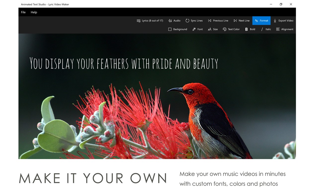 #2. Animated Text Studio - Lyric Video Maker (Windows) 由: Aidaluu Inc.