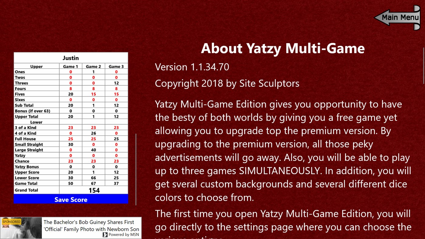 #6. Yatzy Multi-Game Edition (Xbox) By: Site Sculptors