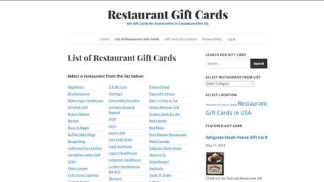 Restaurant Gift Cards Screenshots 1