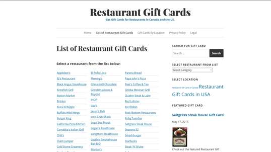 Restaurant Gift Cards screenshot 1