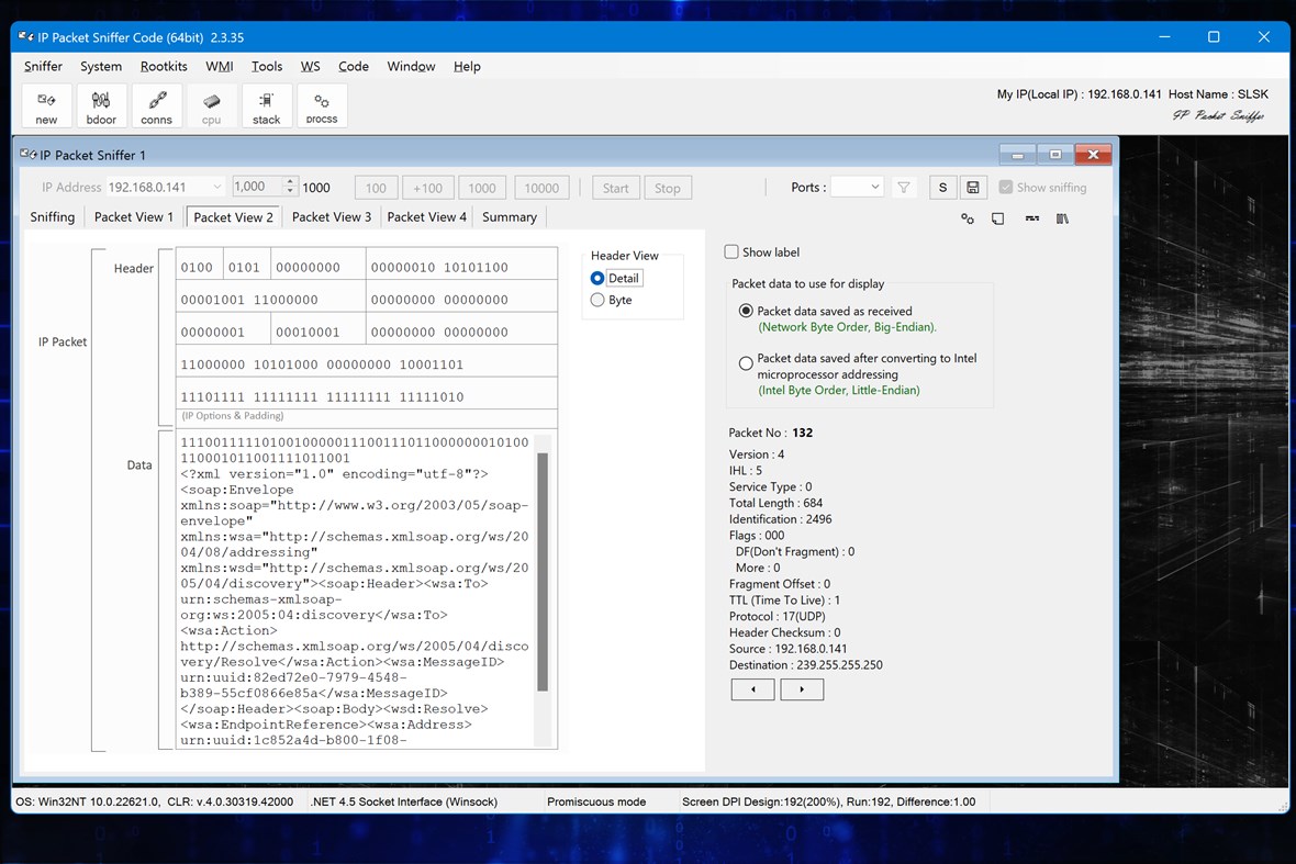 #3. IP Packet Sniffer Code (Windows) By: Million